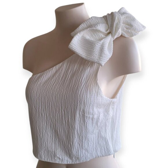 Top Shop One-Shoulder White Summer Top Size 10 - Picture 11 of 11